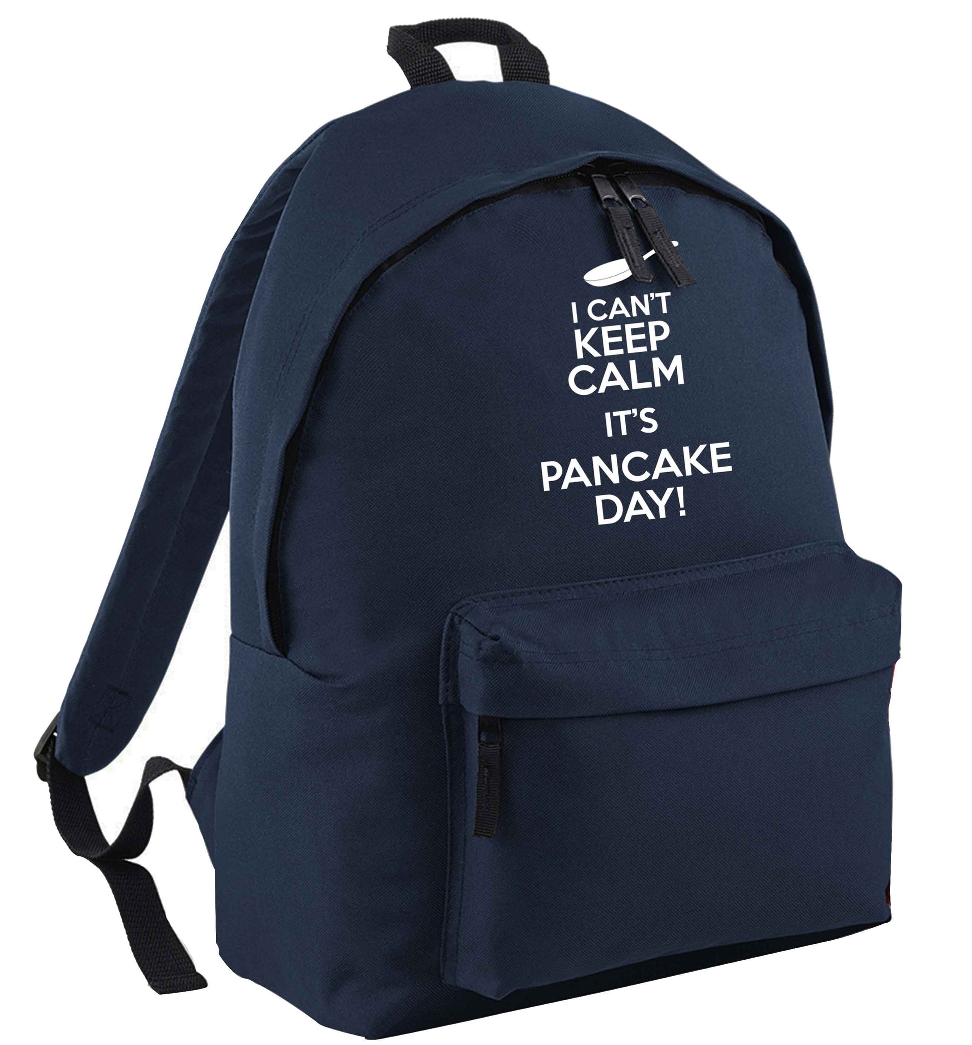 I can't keep calm it's pancake day! navy adults backpack