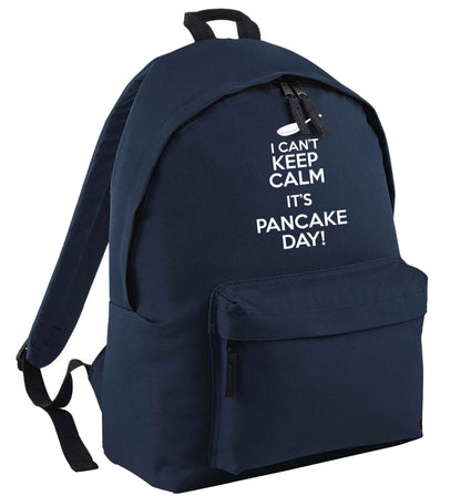 I can't keep calm it's pancake day! navy childrens backpack