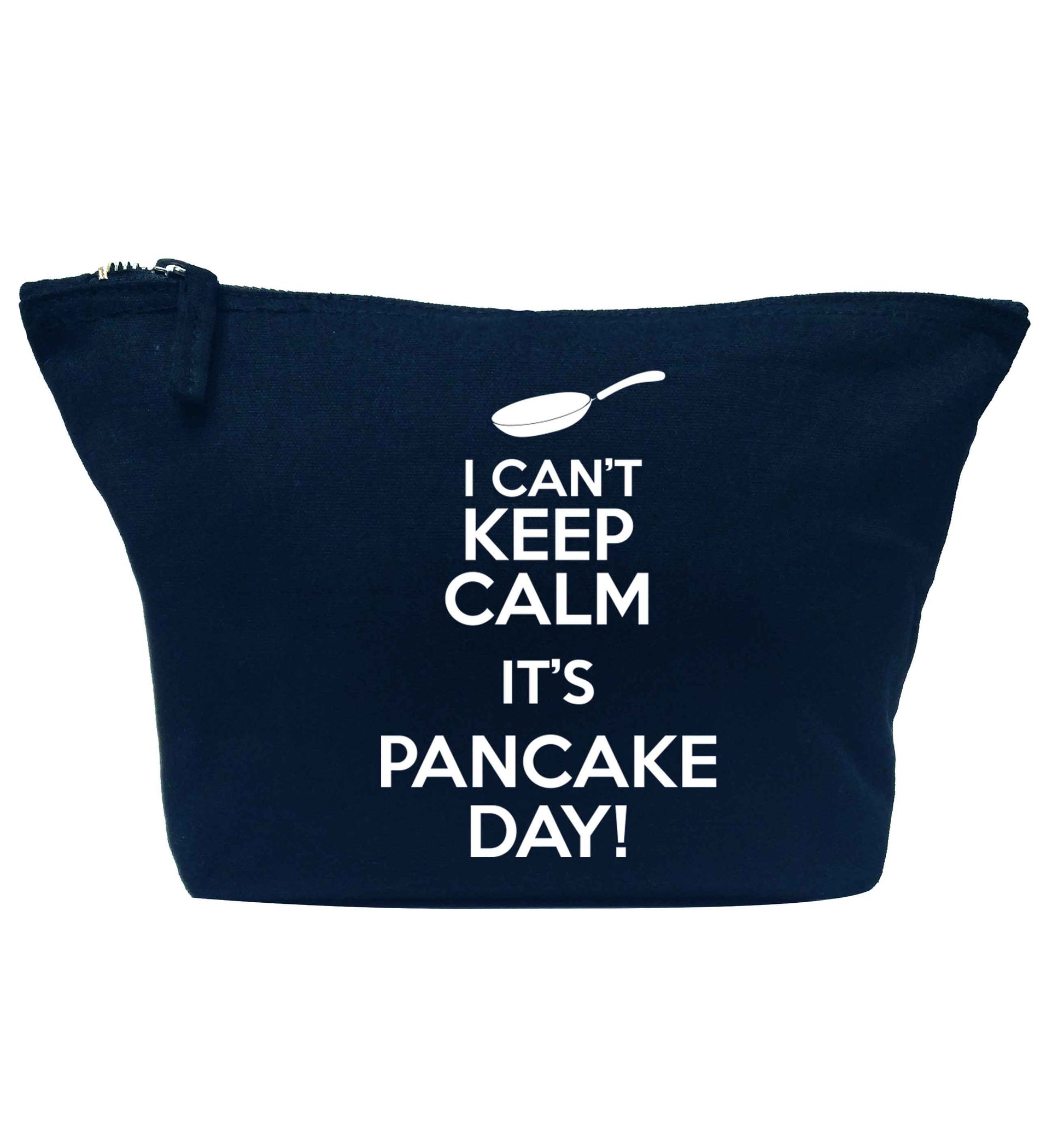 I can't keep calm it's pancake day! navy makeup bag