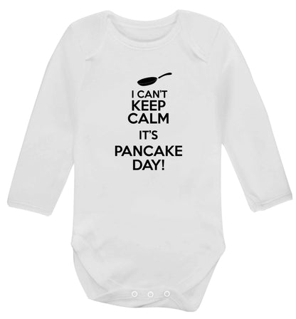 I can't keep calm it's pancake day! baby vest long sleeved white 6-12 months