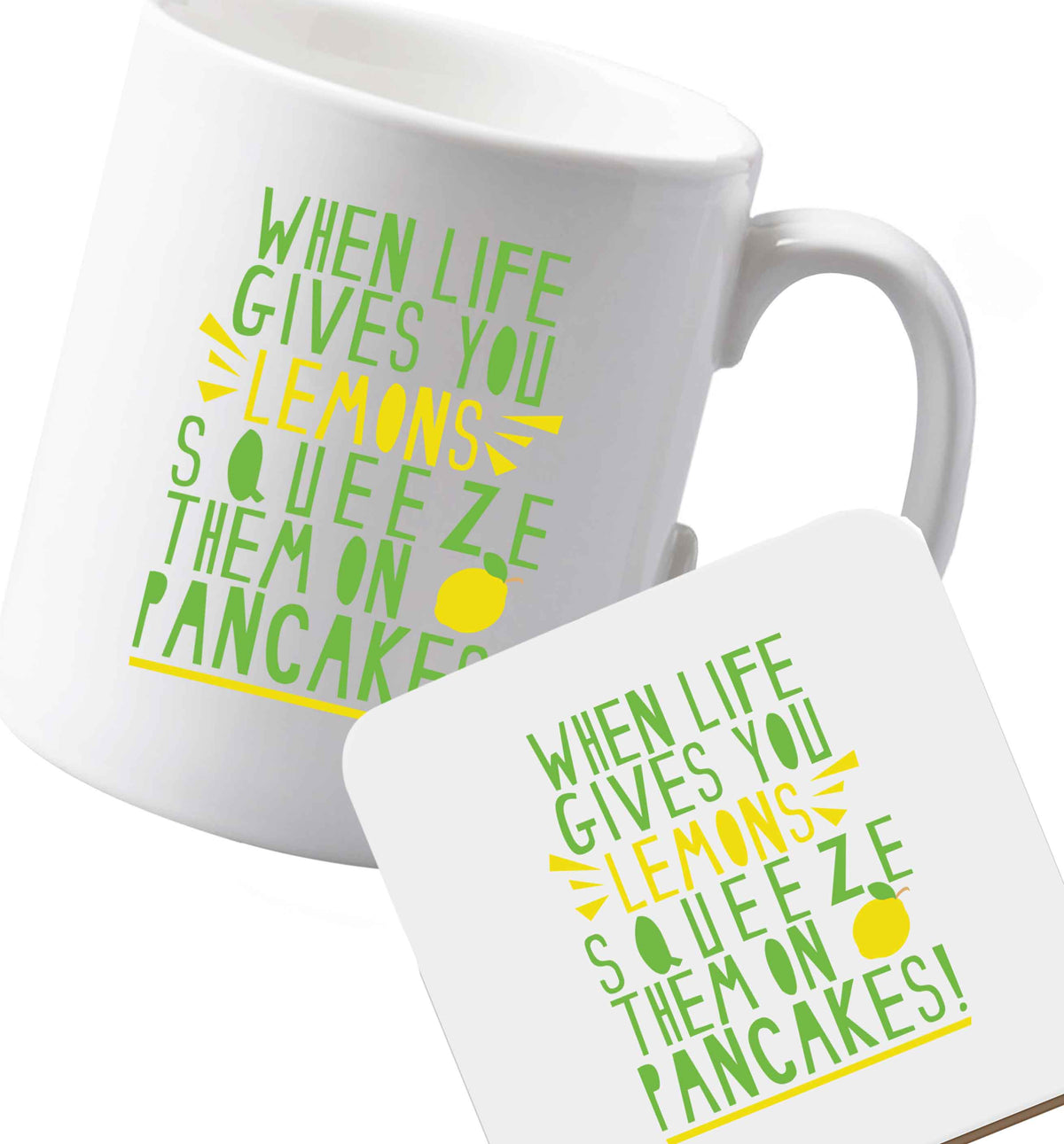 10 oz Ceramic mug and coaster Favourite Type Pan Pancake both sides