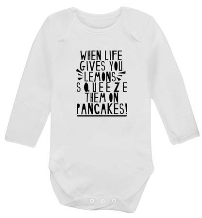 When life gives you lemons squeeze them on pancakes! baby vest long sleeved white 6-12 months