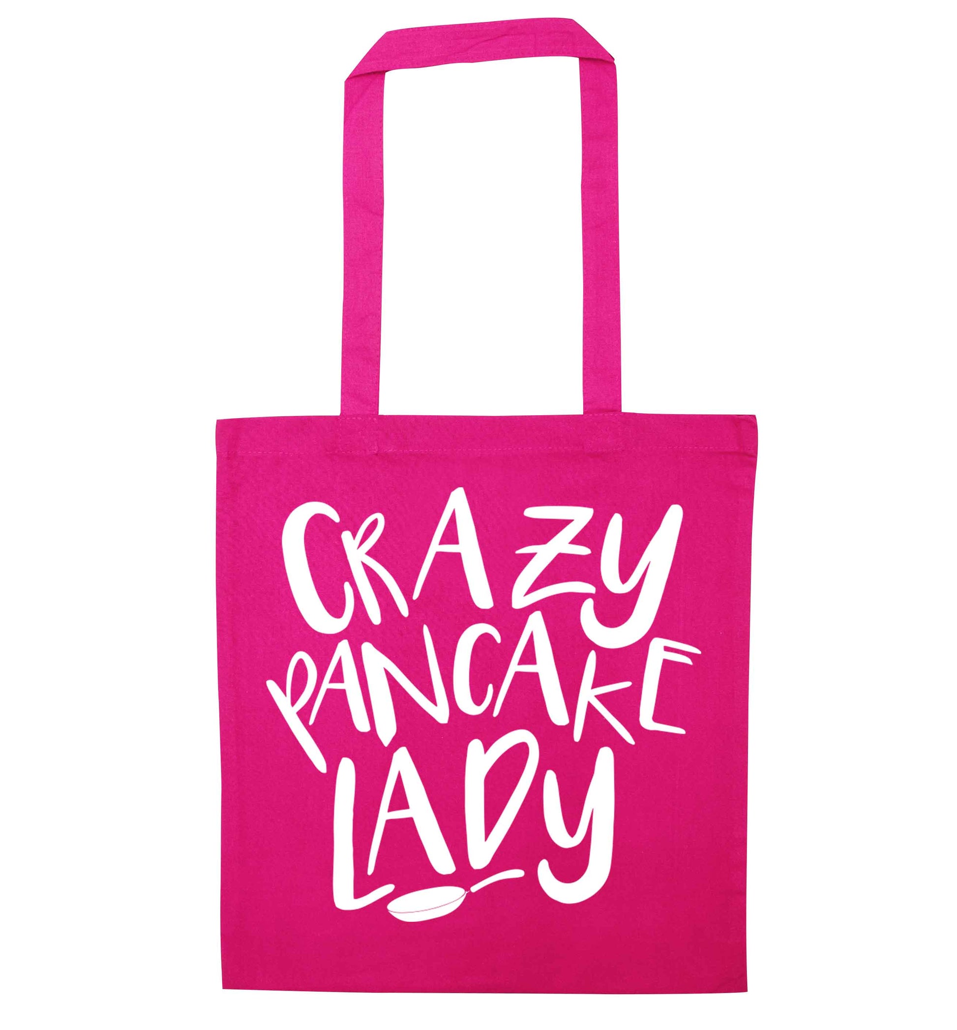 Crazy pancake lady pink tote bag