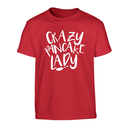 Crazy pancake lady Children's red Tshirt 12-13 Years