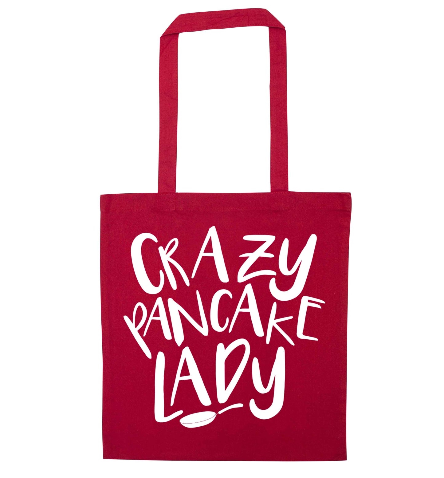 Crazy pancake lady red tote bag