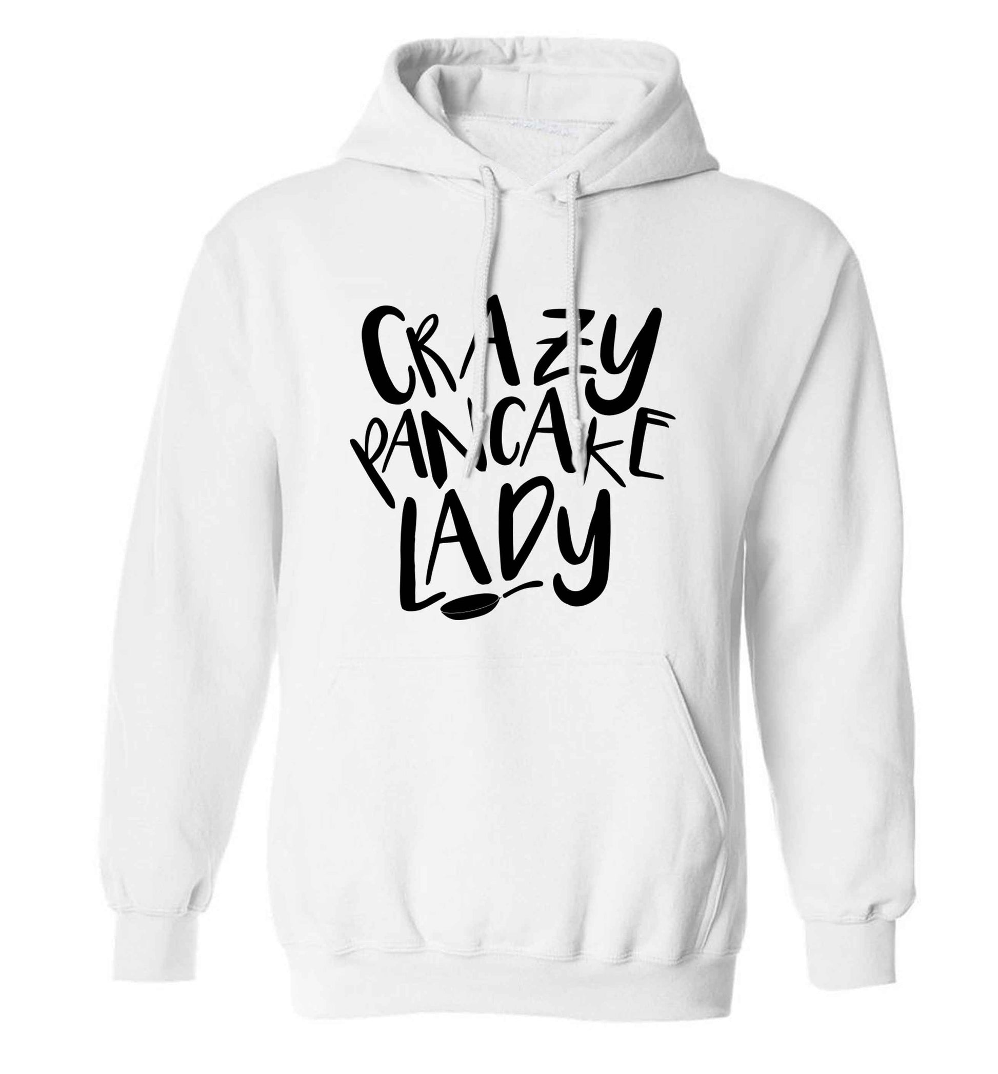 Crazy pancake lady adults unisex white hoodie 2XL