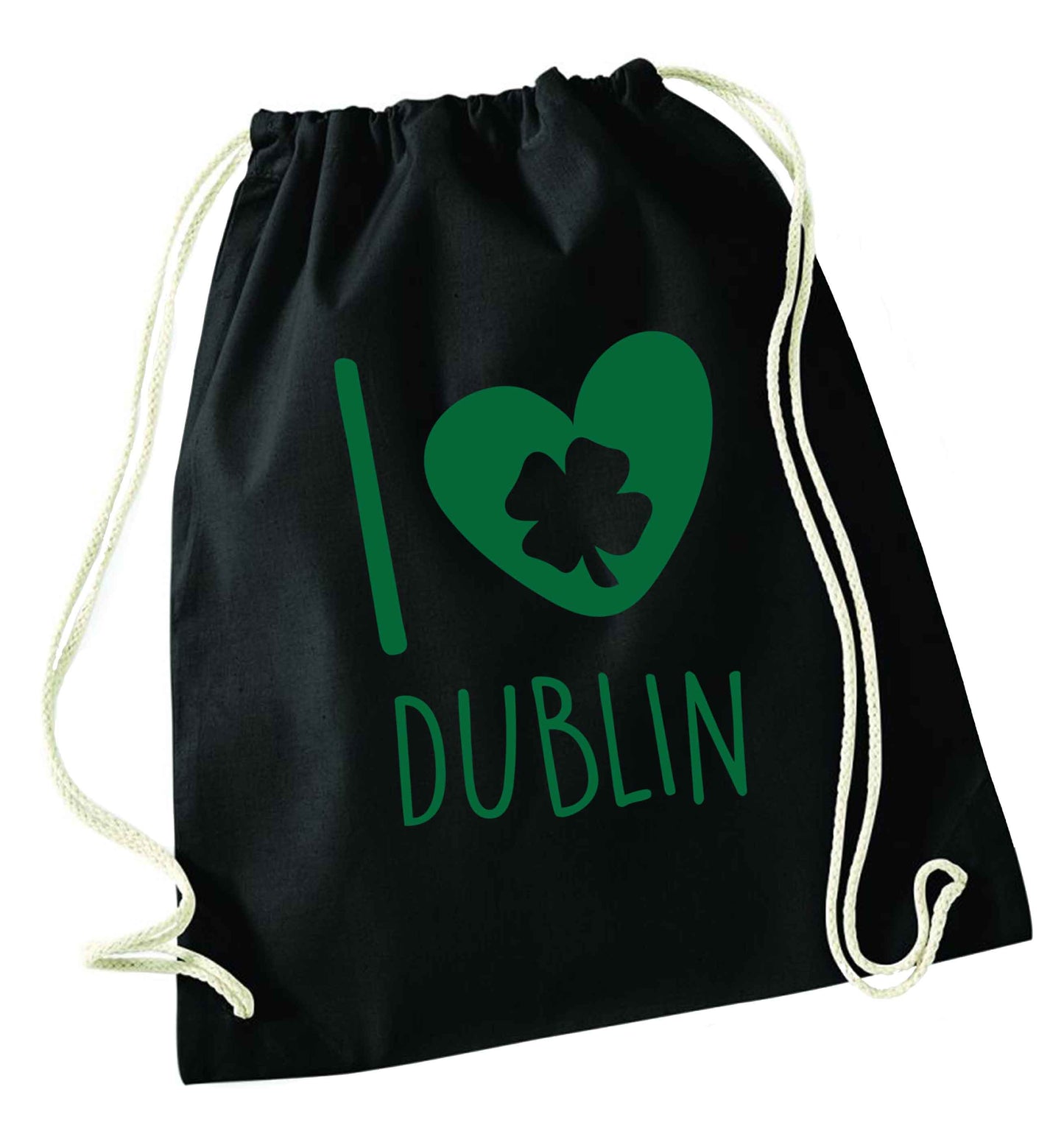 I love Dublin black drawstring bag