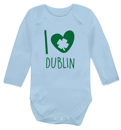 I love Dublin baby vest long sleeved pale blue 6-12 months