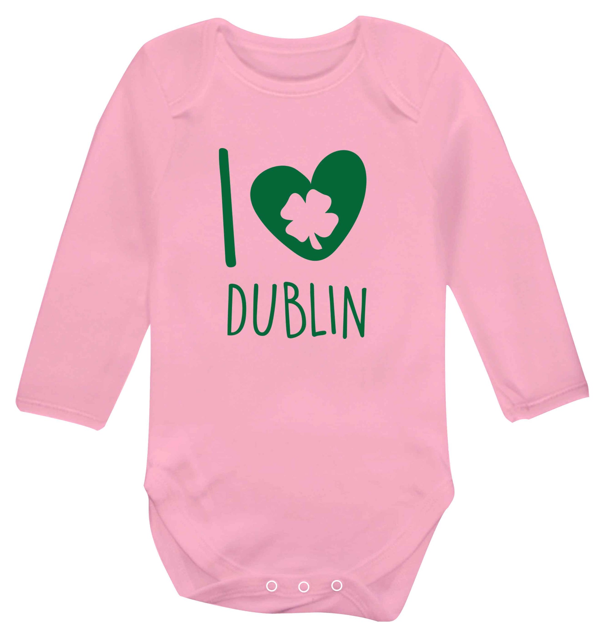 I love Dublin baby vest long sleeved pale pink 6-12 months