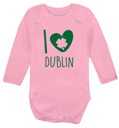 I love Dublin baby vest long sleeved pale pink 6-12 months