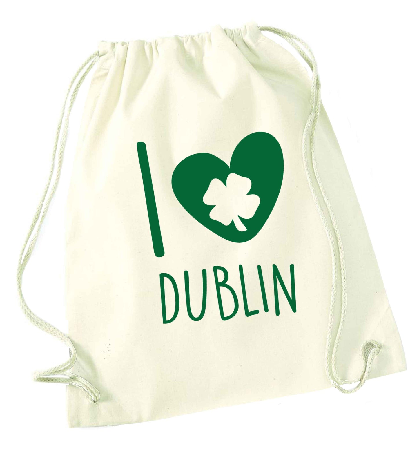I love Dublin natural drawstring bag