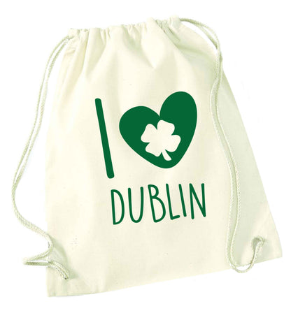 I love Dublin natural drawstring bag
