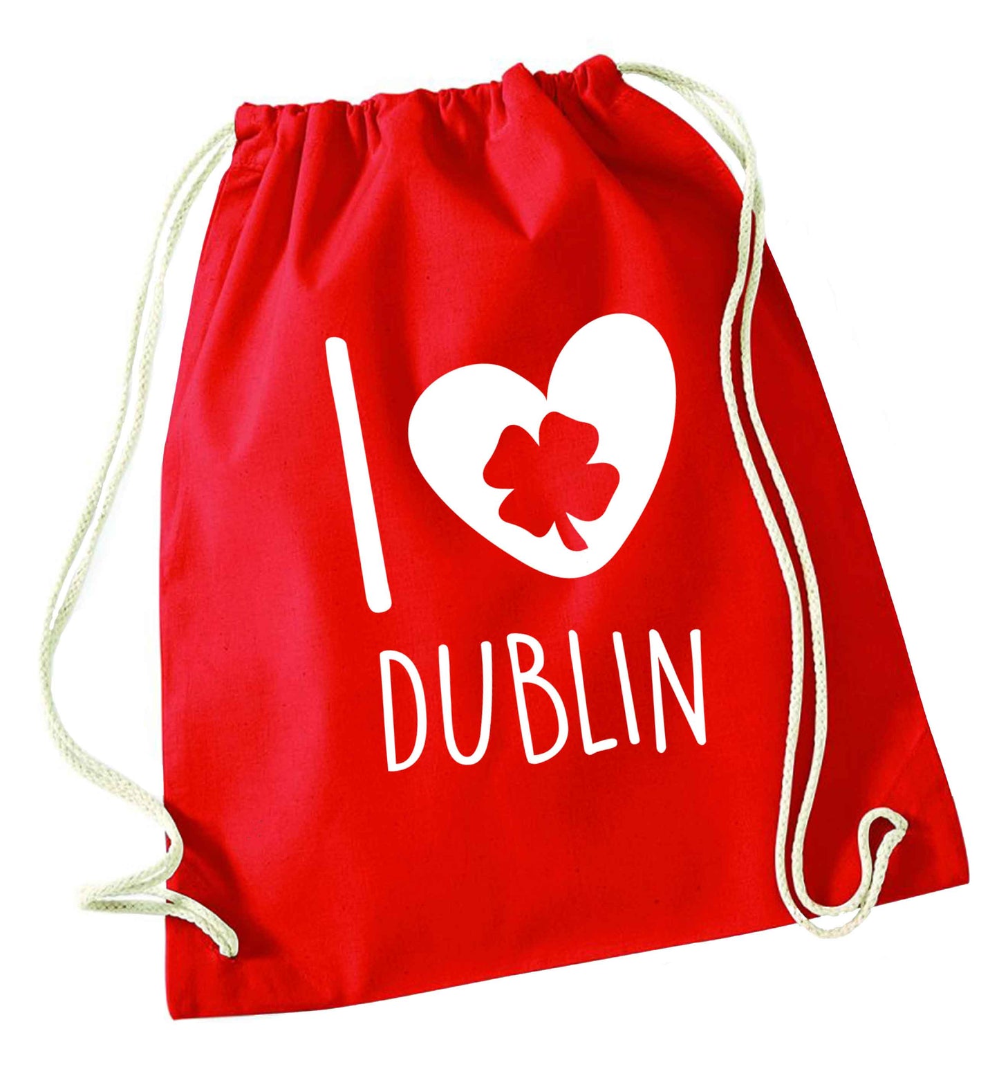 I love Dublin red drawstring bag 