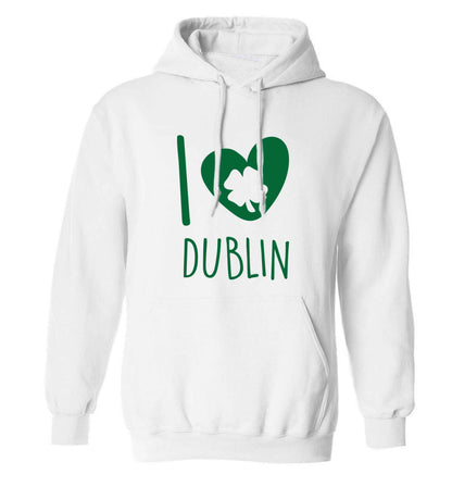 I love Dublin adults unisex white hoodie 2XL