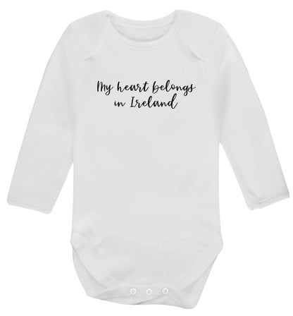 My heart belongs in Ireland baby vest long sleeved white 6-12 months