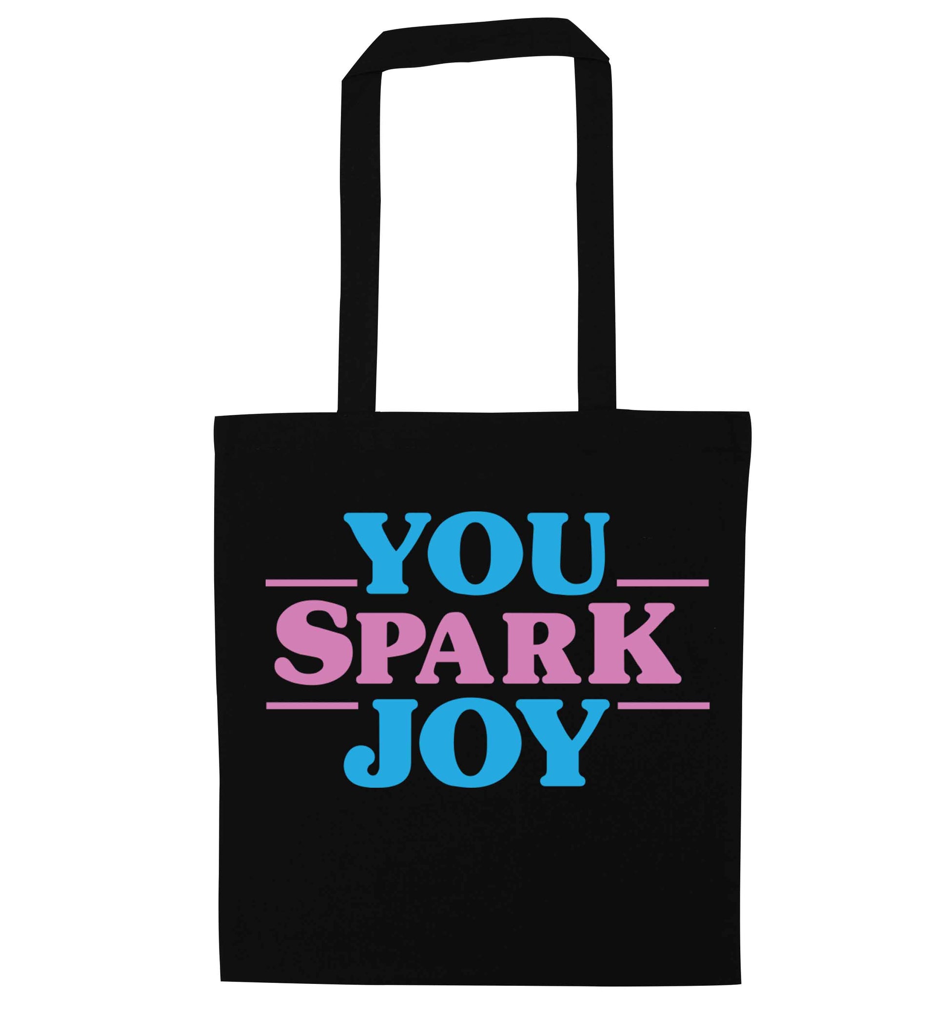 You spark joy black tote bag