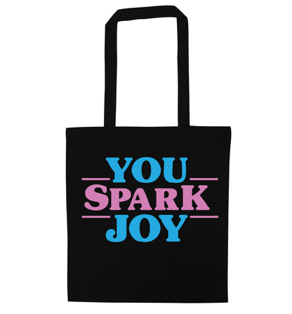 You spark joy black tote bag