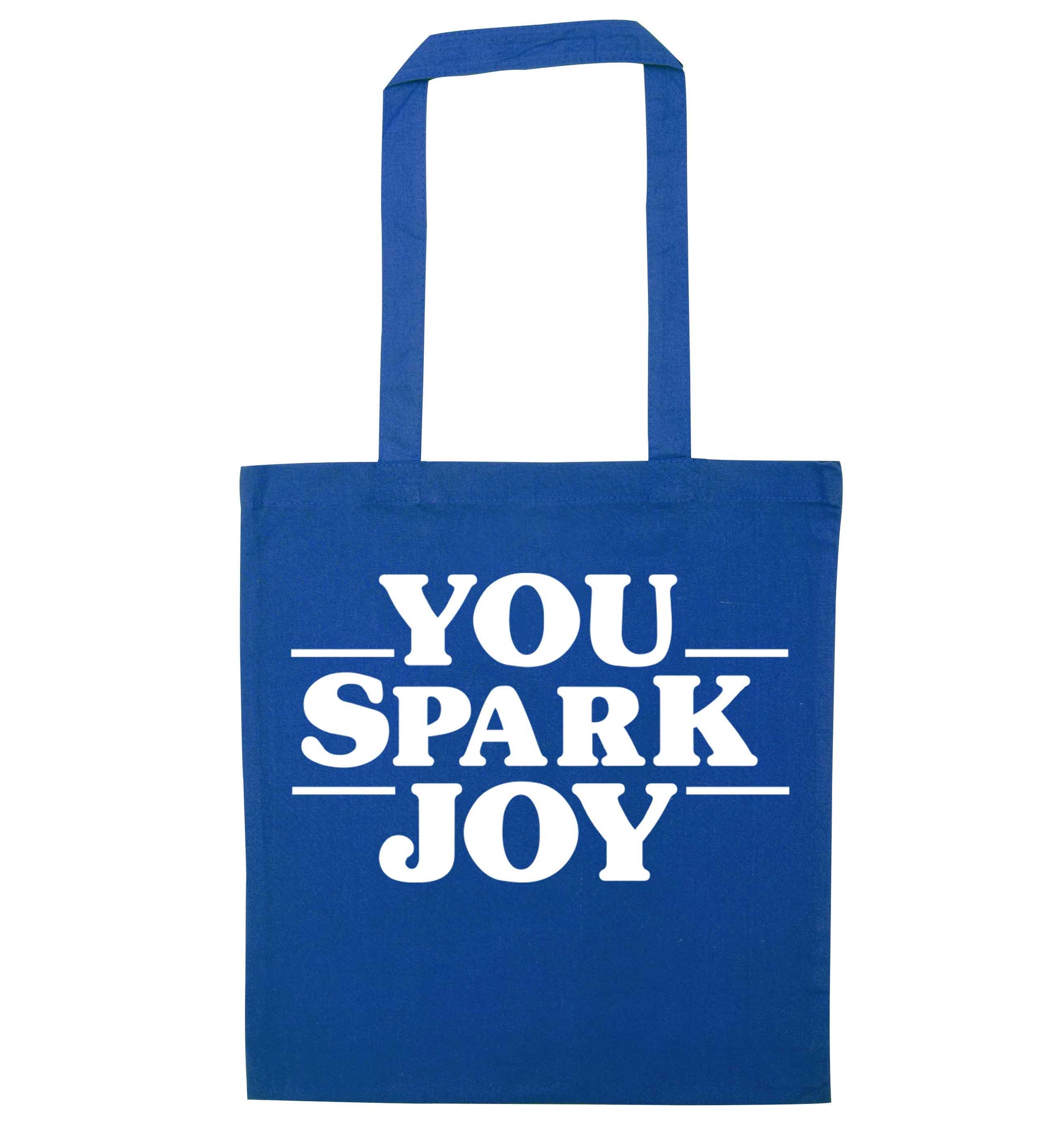 You spark joy blue tote bag
