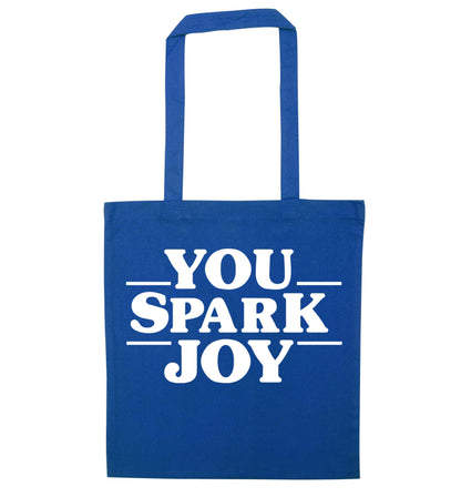You spark joy blue tote bag