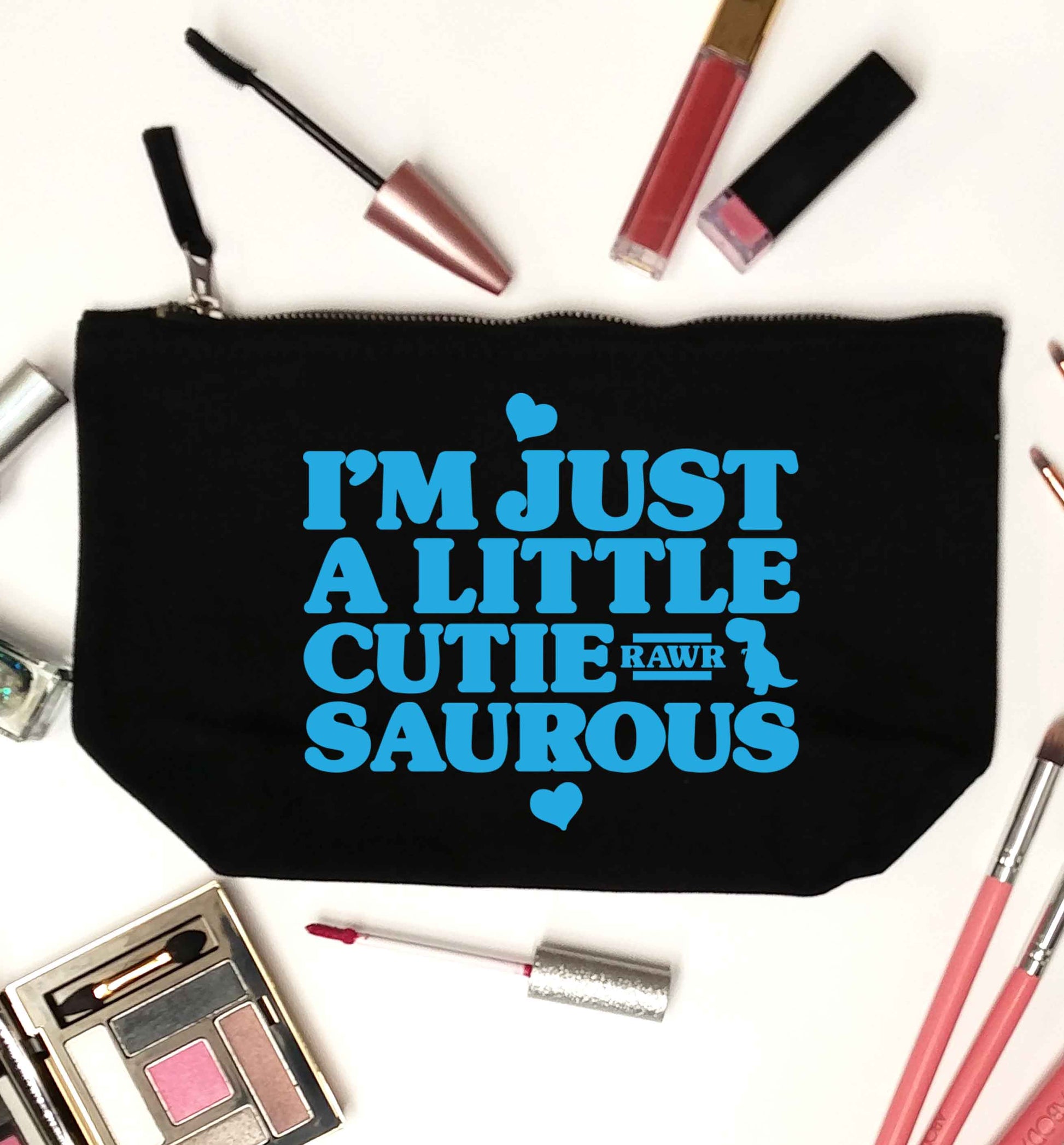 I'm just a little cutiesaurous black makeup bag