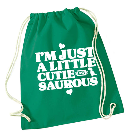 I'm just a little cutiesaurous green drawstring bag