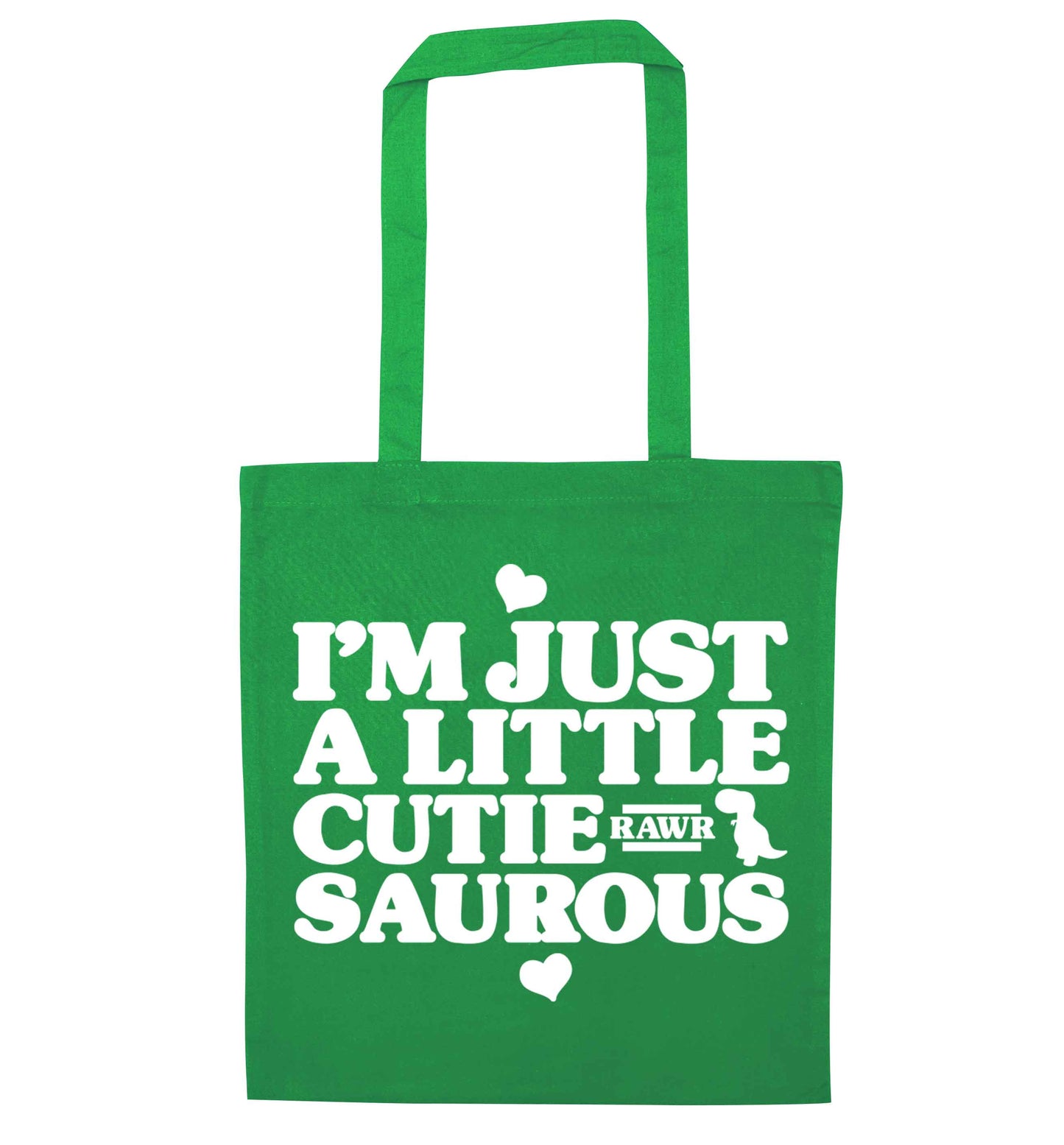 I'm just a little cutiesaurous green tote bag