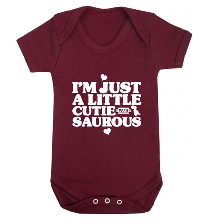 I'm just a little cutiesaurous baby vest maroon 18-24 months