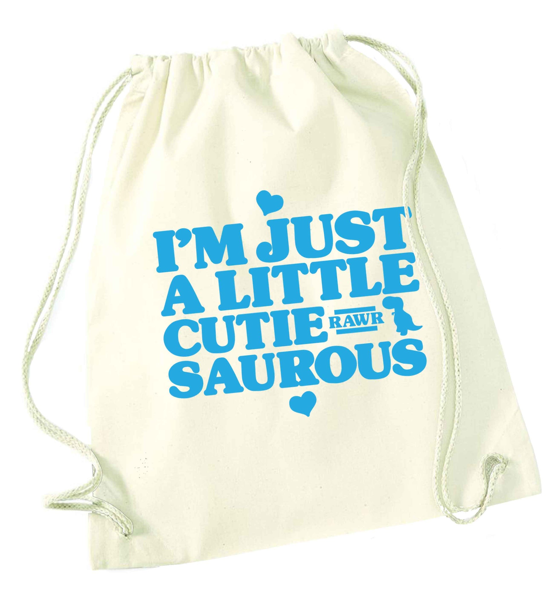 I'm just a little cutiesaurous natural drawstring bag
