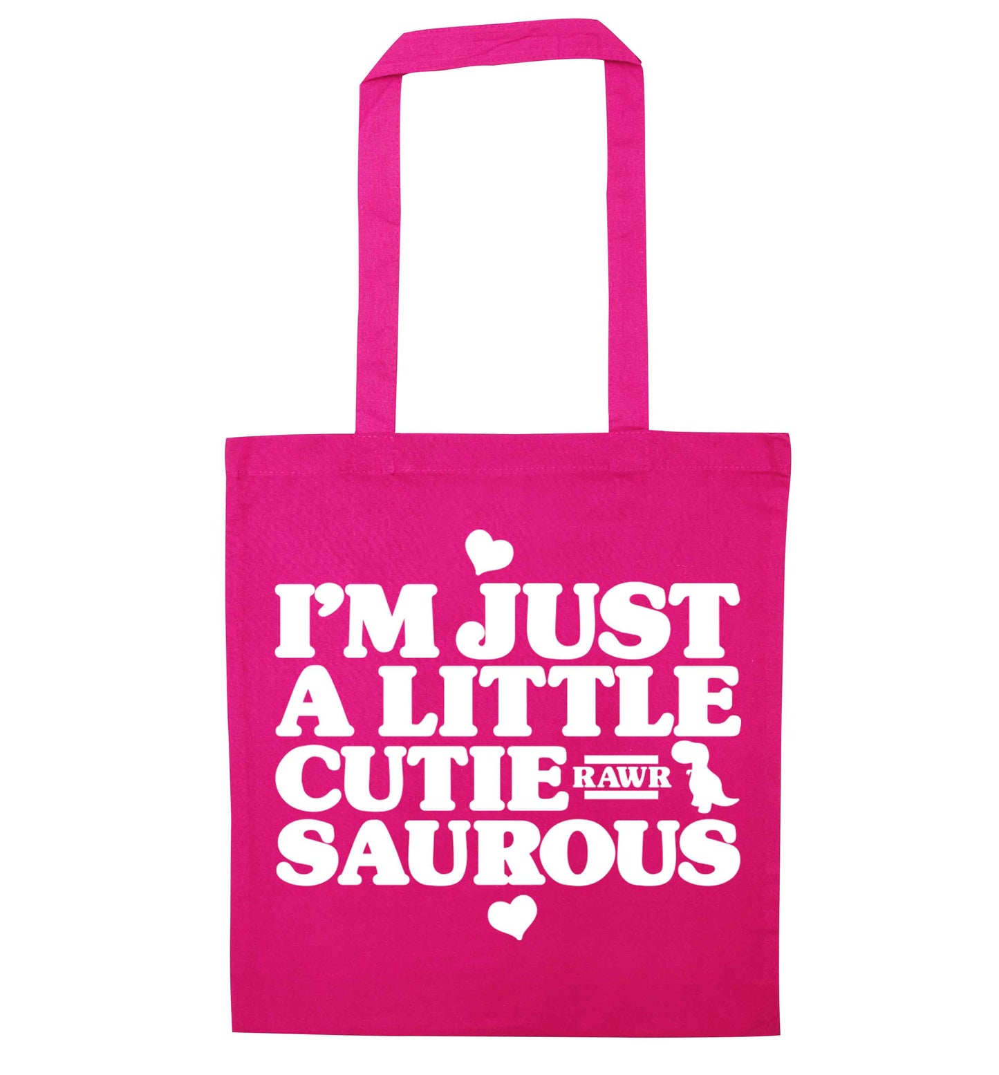 I'm just a little cutiesaurous pink tote bag