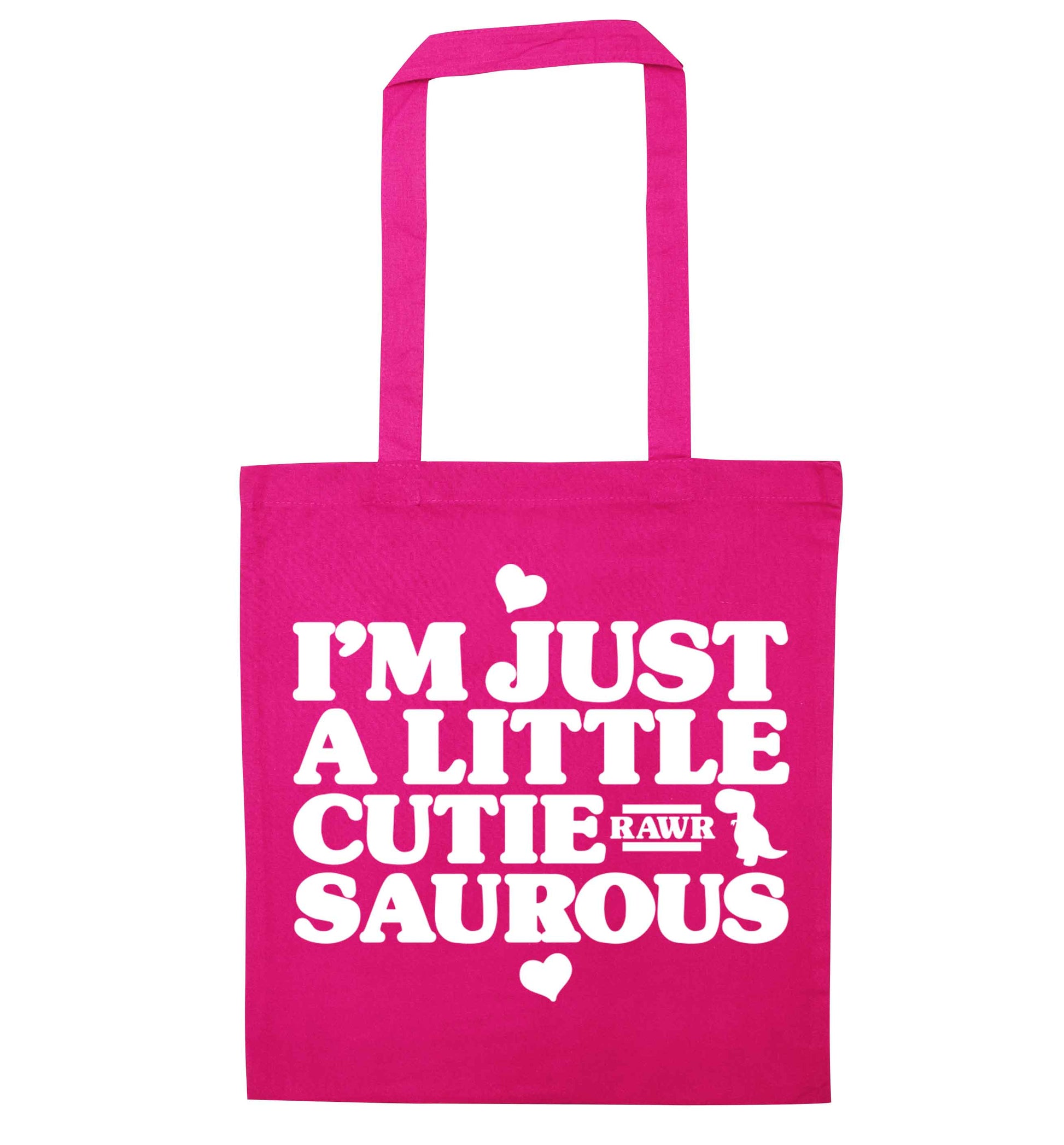 I'm just a little cutiesaurous pink tote bag