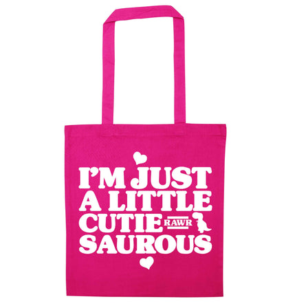 I'm just a little cutiesaurous pink tote bag