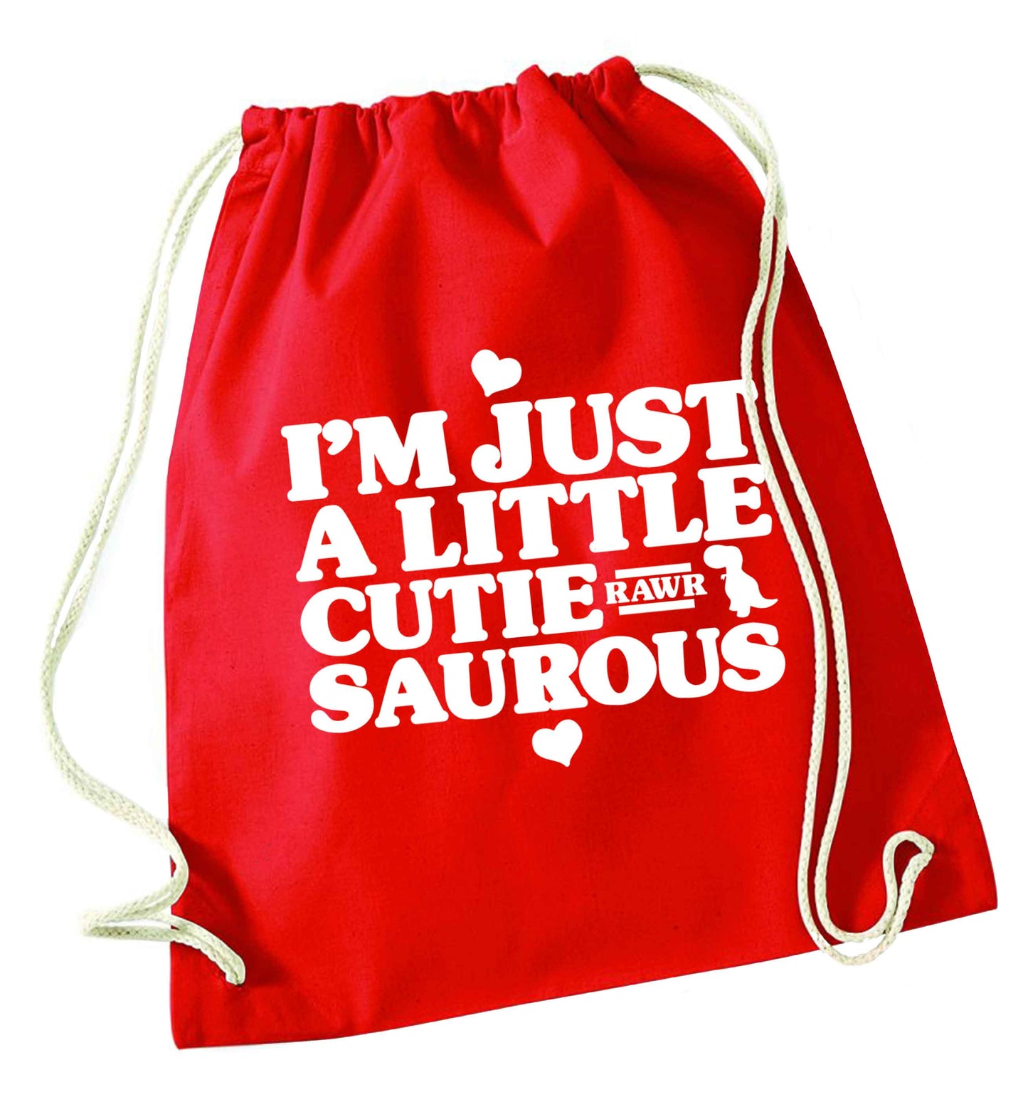 I'm just a little cutiesaurous red drawstring bag 