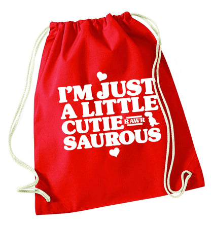 I'm just a little cutiesaurous red drawstring bag 