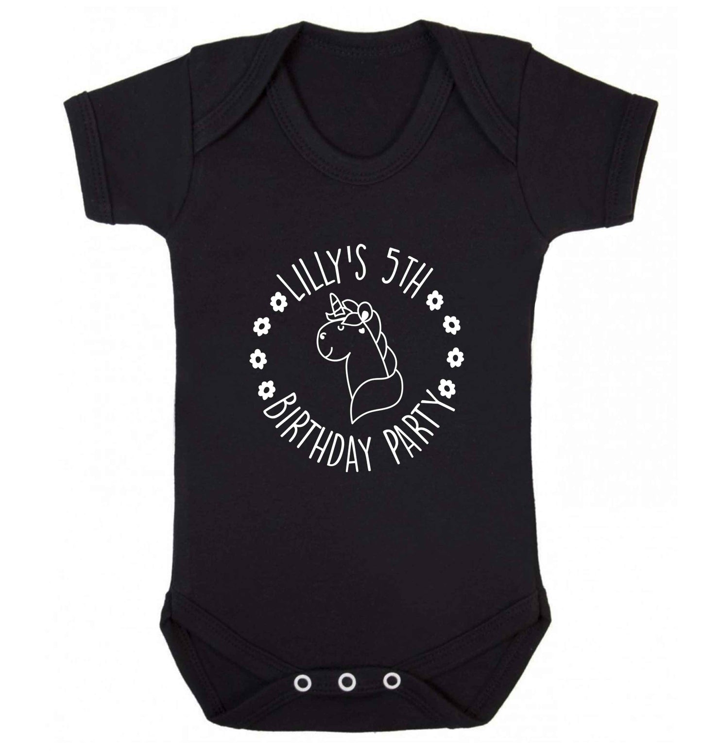Personalised unicorn birthday party baby vest black 18-24 months