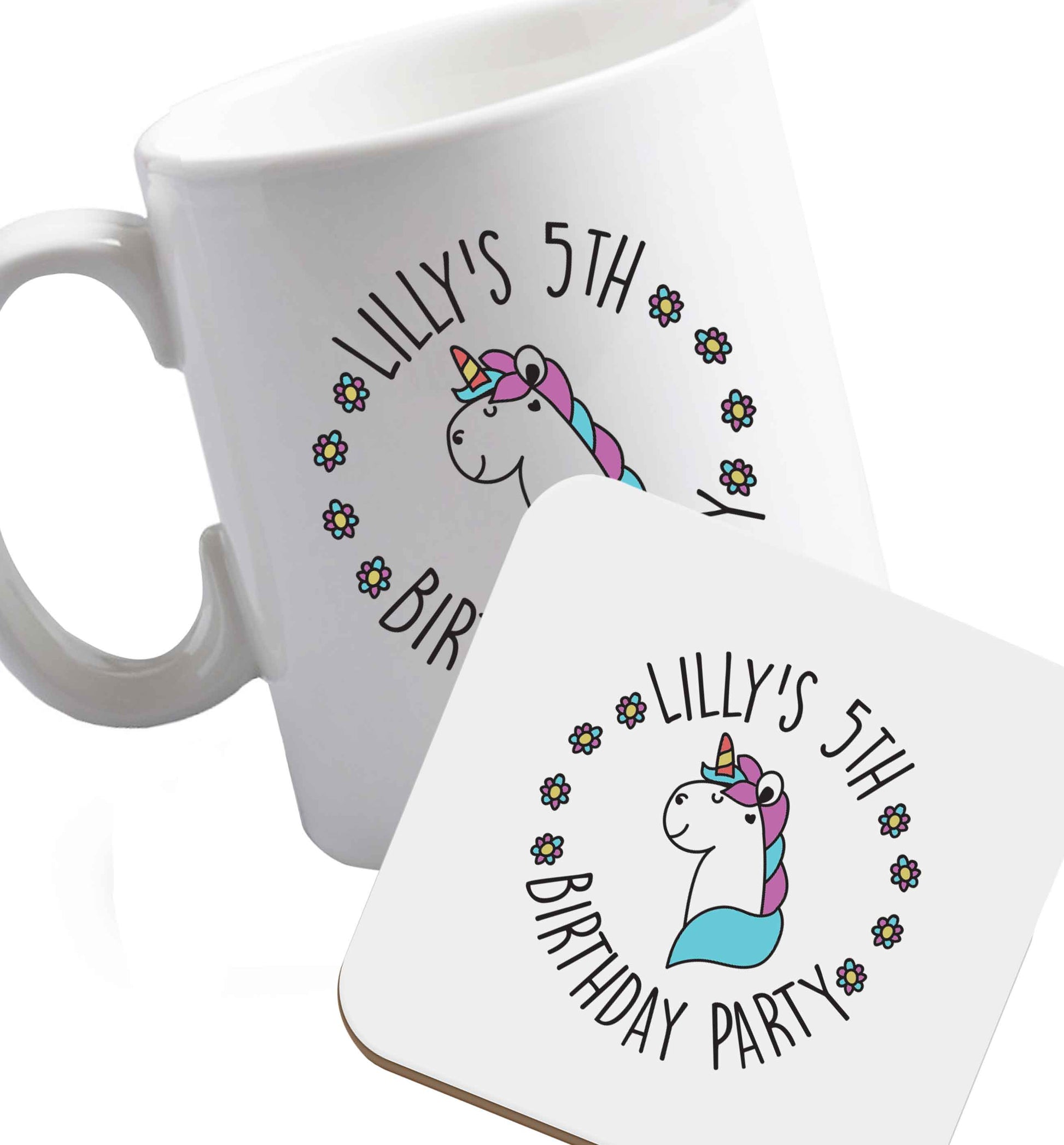 10 oz Favourite Type Pan Pancake ceramic mug and coaster set right handed