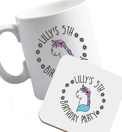 10 oz Favourite Type Pan Pancake ceramic mug and coaster set right handed
