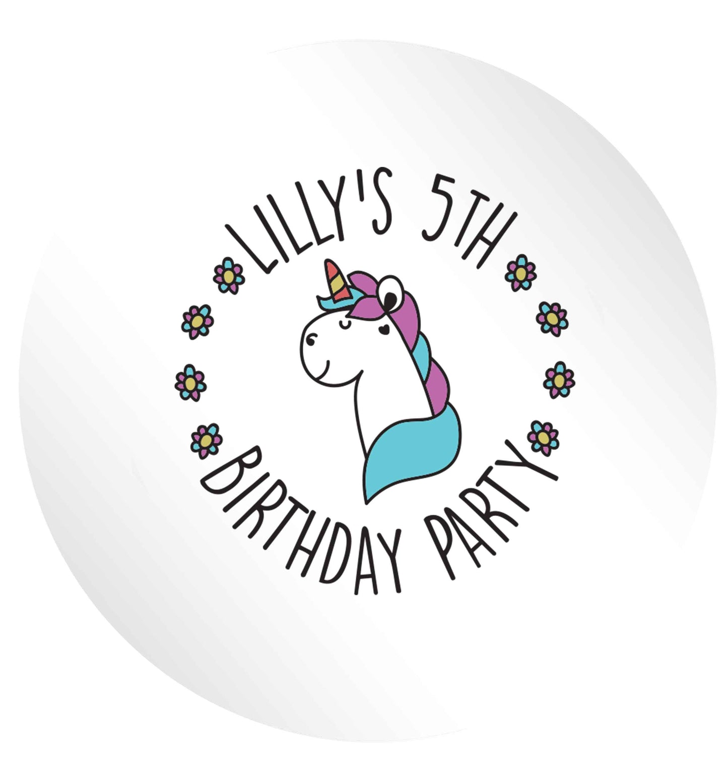 Personalised unicorn birthday party 24 @ 45mm matt circle stickers