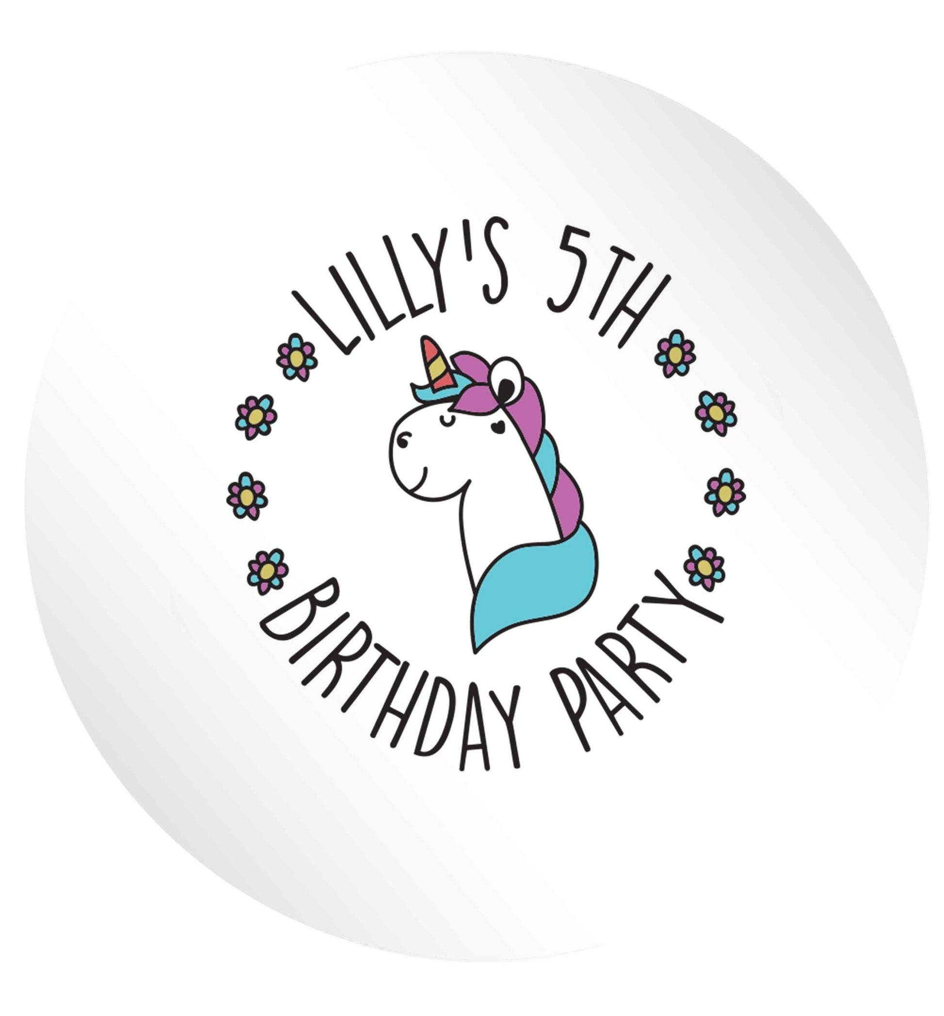 Personalised unicorn birthday party 24 @ 45mm matt circle stickers