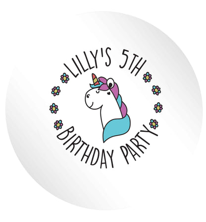 Personalised unicorn birthday party 24 @ 45mm matt circle stickers