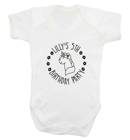 Personalised unicorn birthday party baby vest white 18-24 months