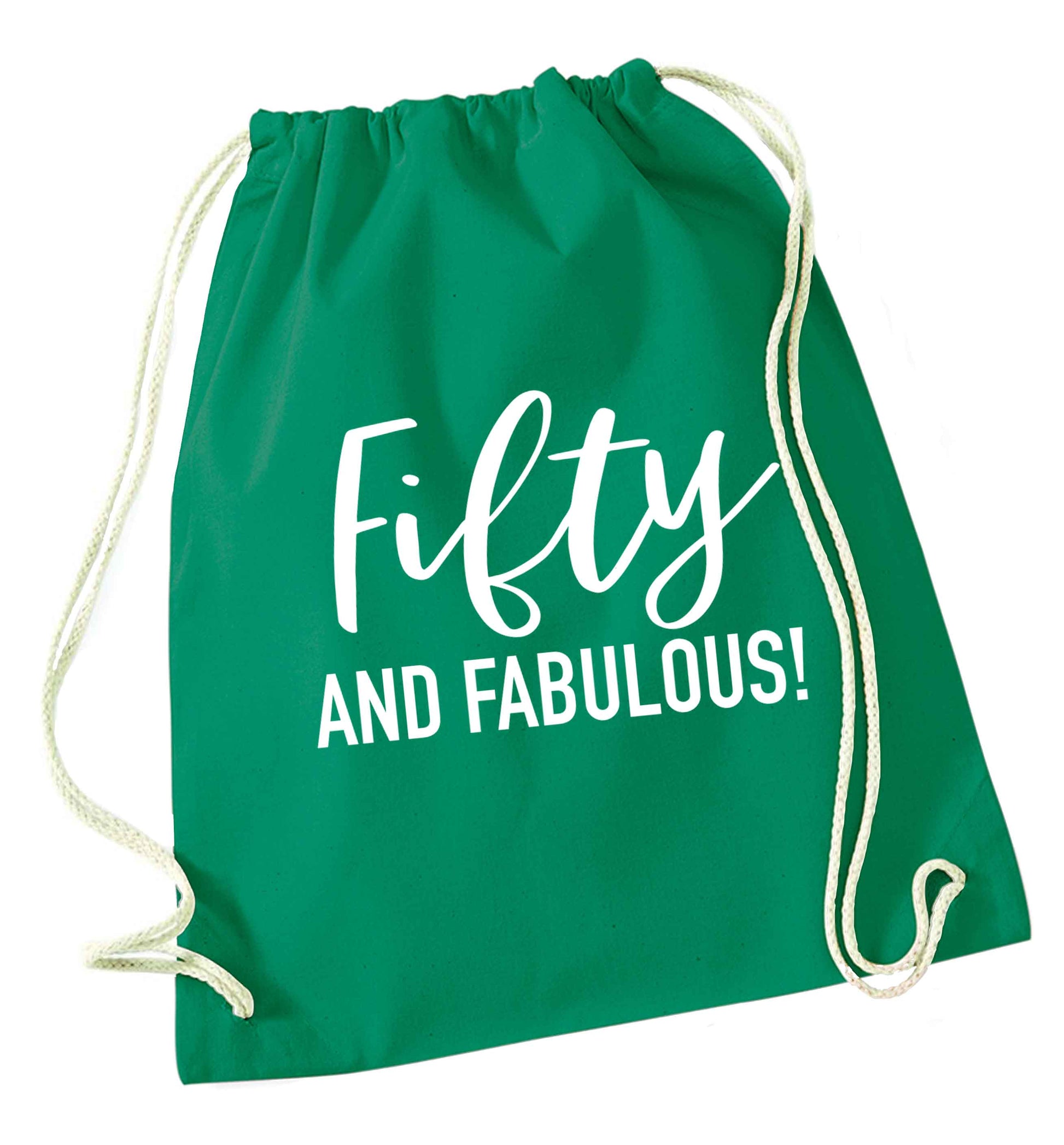 Fifty and fabulous green drawstring bag