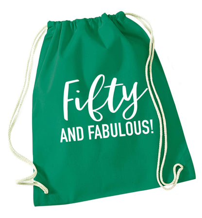 Fifty and fabulous green drawstring bag