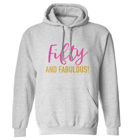 Fifty and fabulous adults unisex grey hoodie 2XL