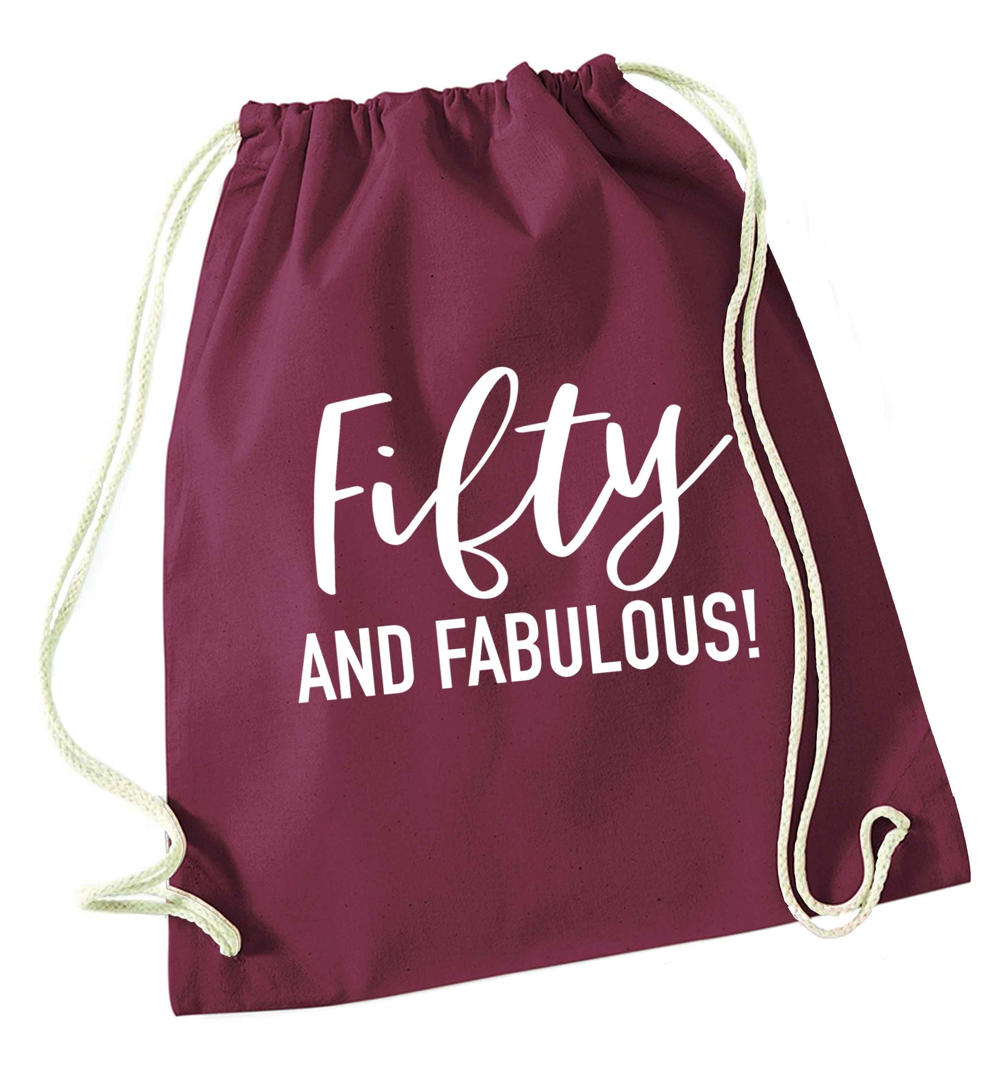 Fifty and fabulous maroon drawstring bag