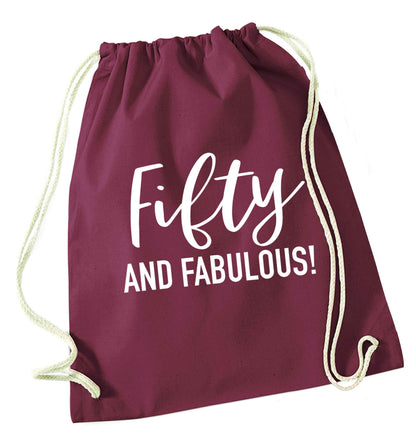 Fifty and fabulous maroon drawstring bag