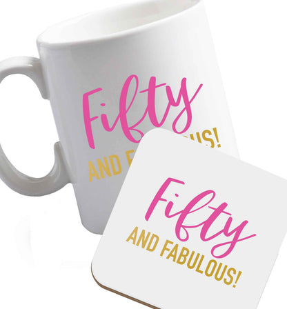 10 oz Favourite Type Pan Pancake ceramic mug and coaster set right handed