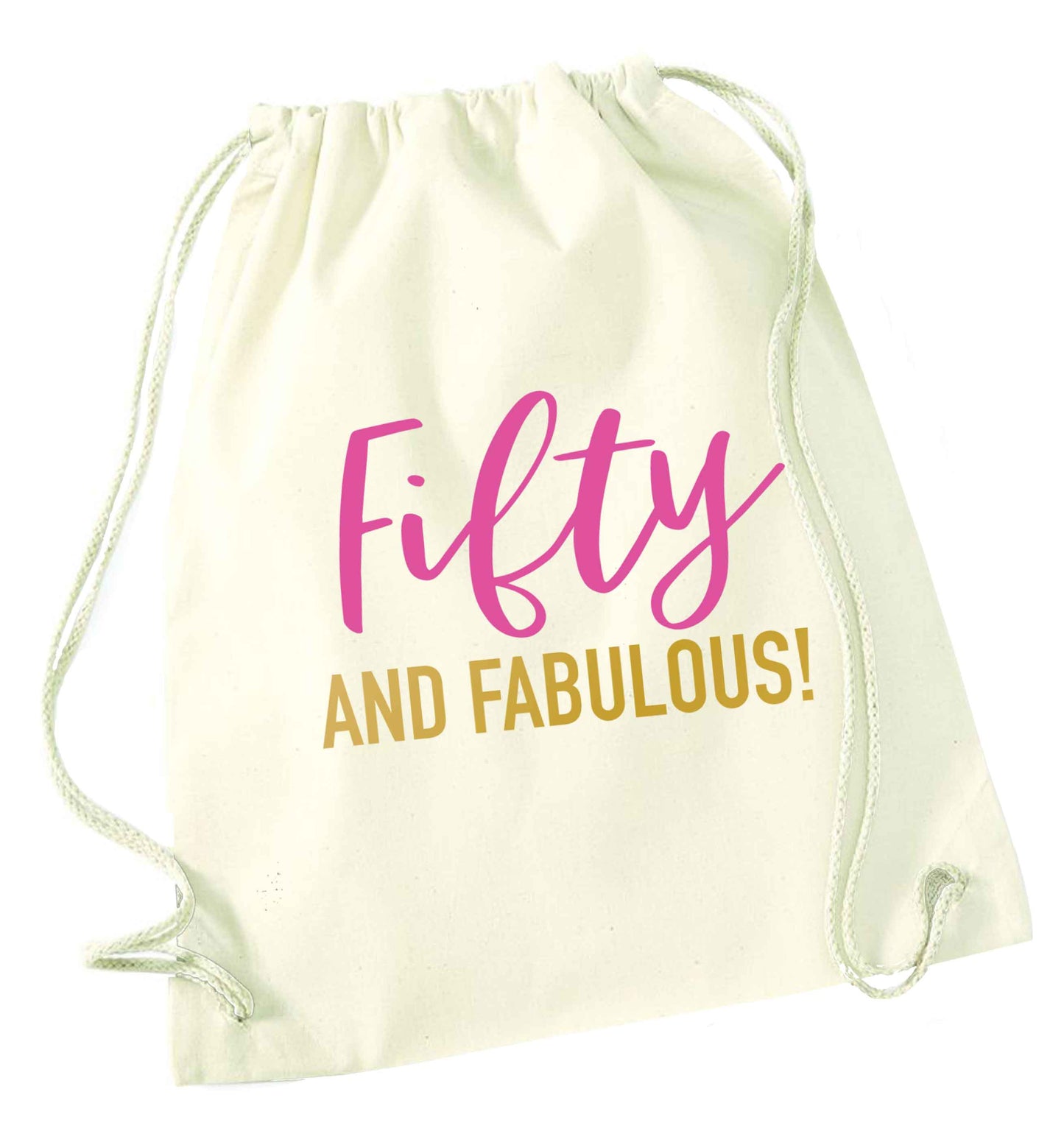 Fifty and fabulous natural drawstring bag