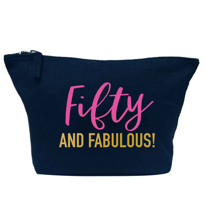 Fifty and fabulous navy makeup bag