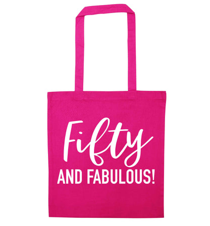Fifty and fabulous pink tote bag