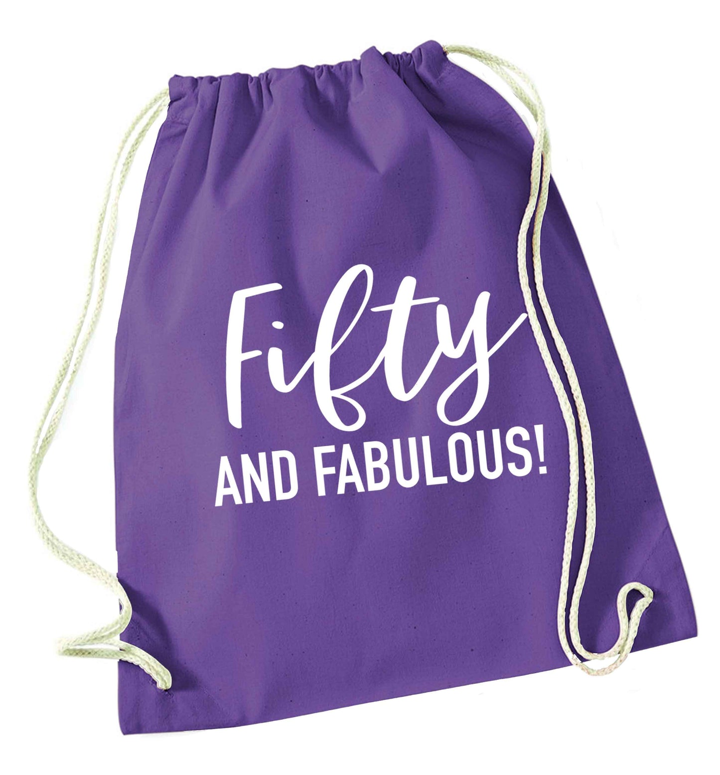 Fifty and fabulous purple drawstring bag